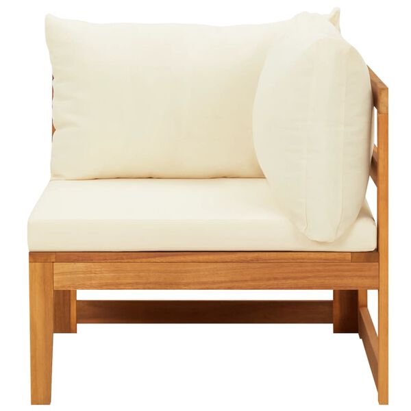 vidaXL 3 Piece Garden Lounge Set with Cream White Cushions Acacia Wood