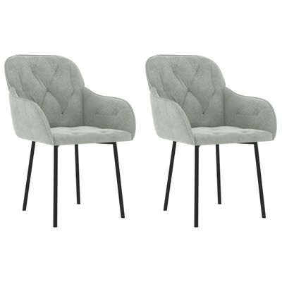 vidaXL Dining Chairs 2 pcs Light Grey Velvet