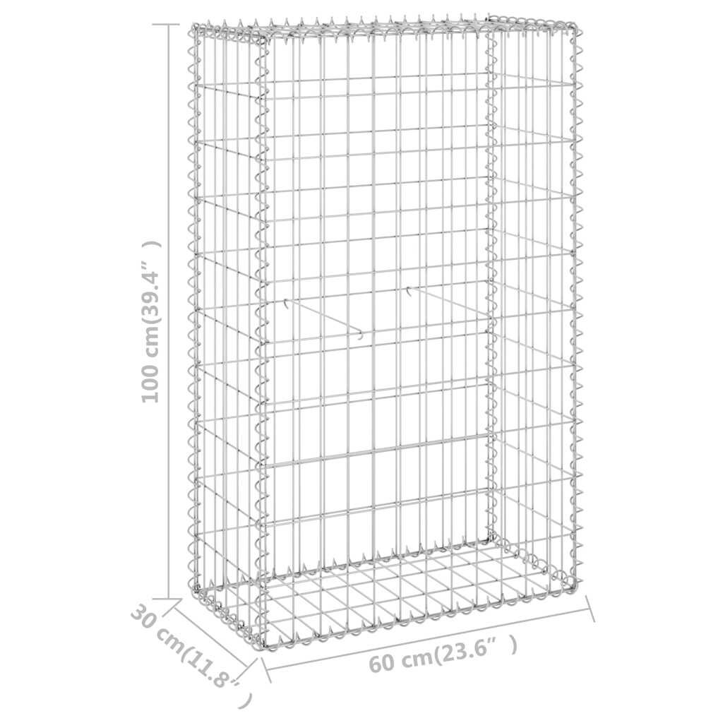 vidaXL Gabion Wall with Covers Galvanised Steel 60x30x100 cm