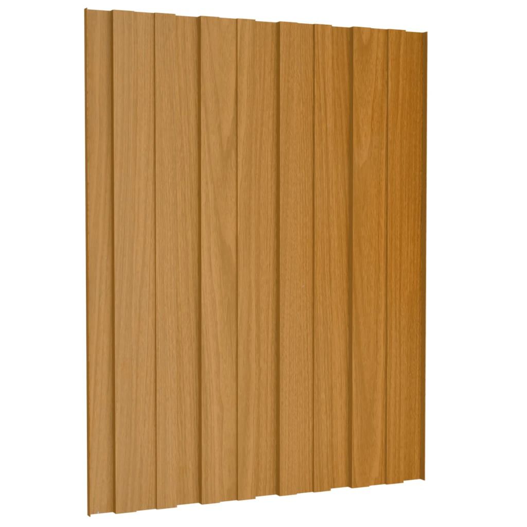 vidaXL Roof Panels 12 pcs Galvanised Steel Light Wood 60x45 cm