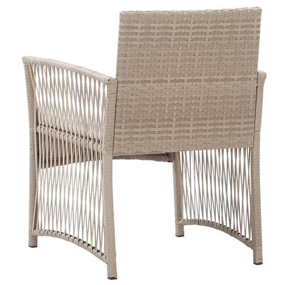vidaXL Garden Armchairs with Cushions 2 pcs Beige Poly Rattan