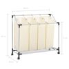 vidaXL Laundry Sorter with 4 Bags Cream Steel