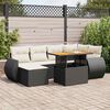 vidaXL 7 Piece Garden Sofa Set with Cushions Black Poly Rattan