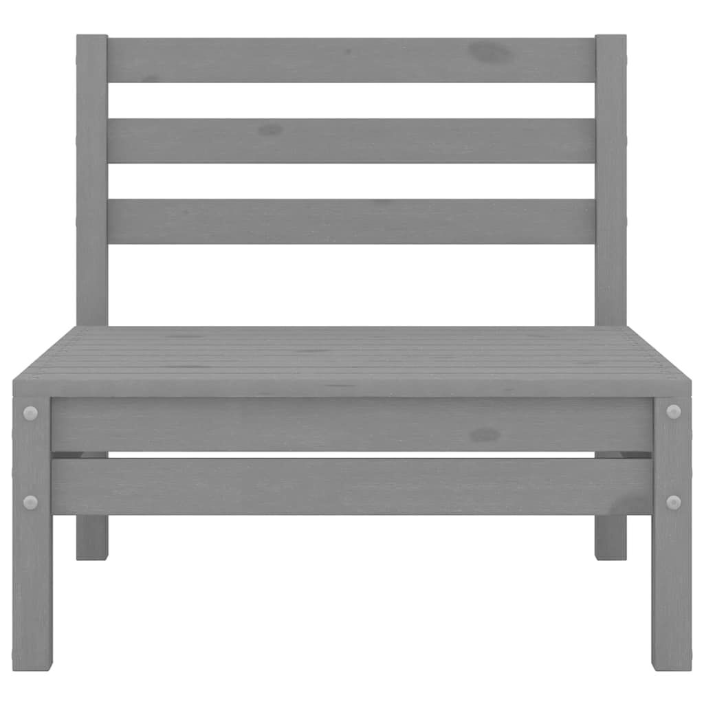 vidaXL Garden Middle Sofas 2 pcs Grey Solid Pinewood