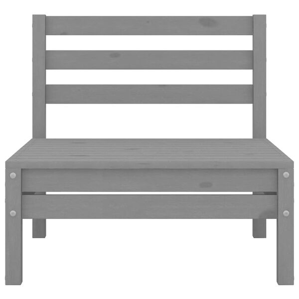vidaXL Garden Middle Sofas 2 pcs Grey Solid Pinewood