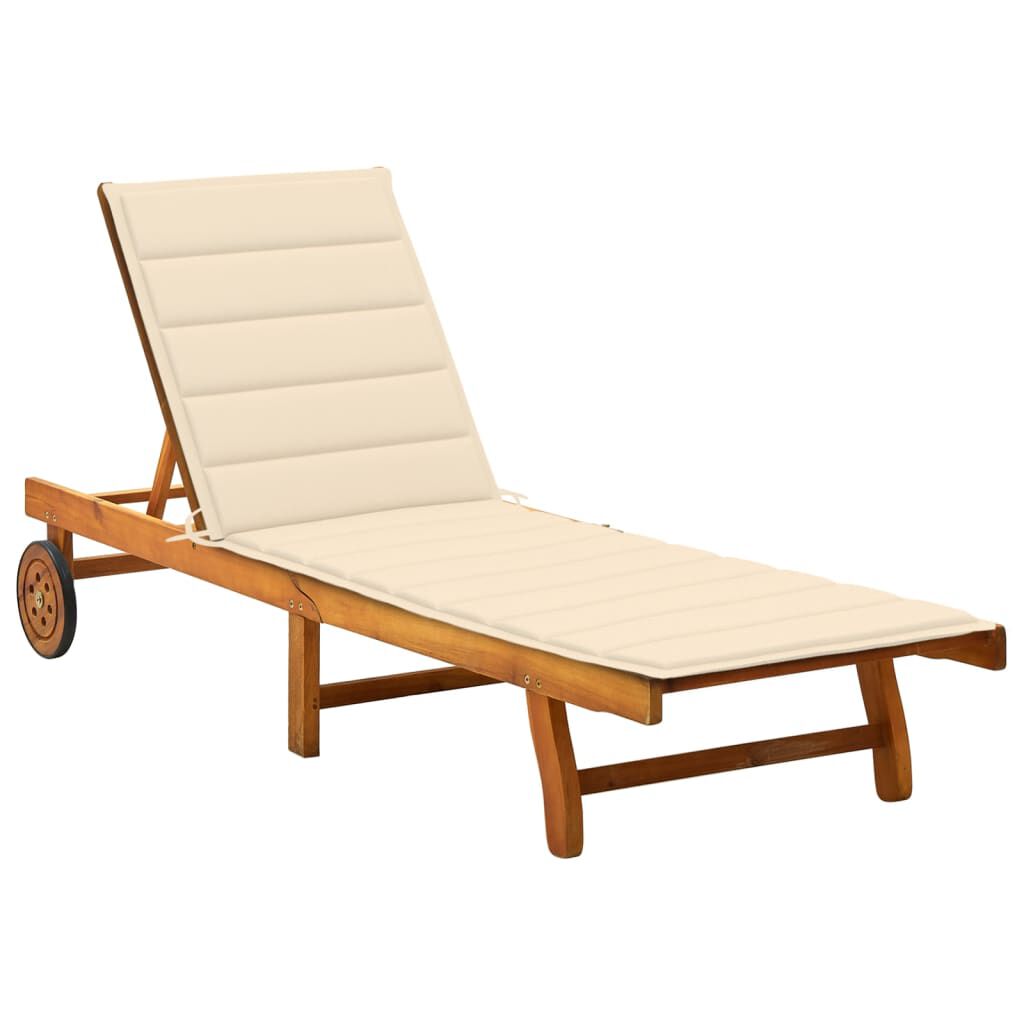 vidaXL Garden Sun Lounger with Cushion Solid Acacia Wood