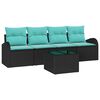 vidaXL Garden Sofa Set Black 55 x 55 x 37 cm Poly Rattan