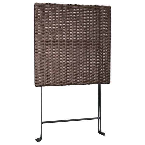 vidaXL Folding Bistro Table Brown 55x54x71 cm Poly Rattan