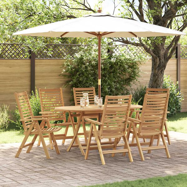 vidaXL Garden Dining Set 7 pcs Brown Solid teak wood
