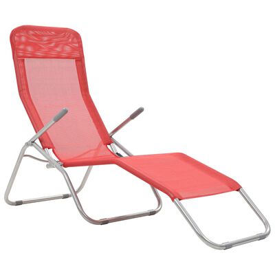 vidaXL Folding Sun Loungers 2 pcs Textilene Red