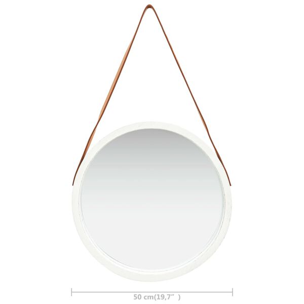 vidaXL Wall Mirror with Strap 50 cm White