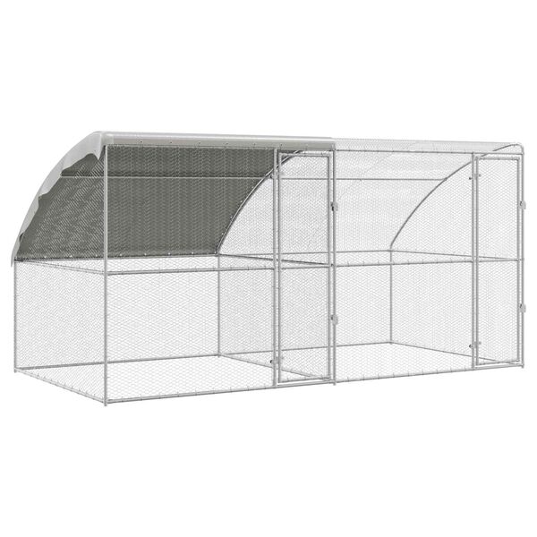 vidaXL Chicken Cage 2 pcs Silver 400 x 200 x 200 cm Steel and PE