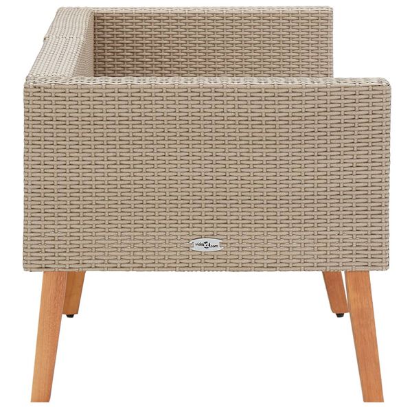 vidaXL 2-Seater Garden Sofa with Cushions Poly Rattan Beige