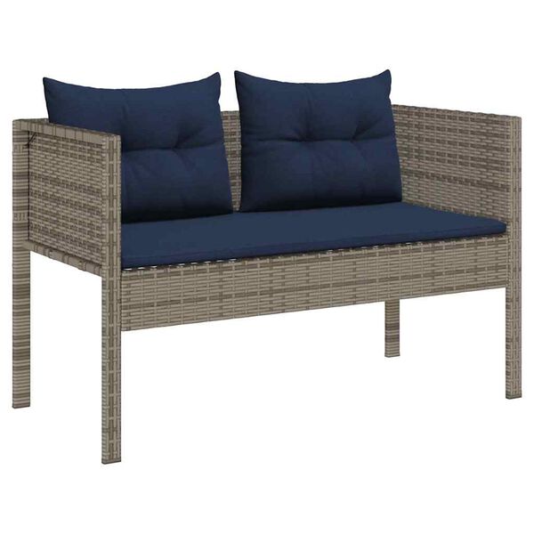 vidaXL Garden Sofa Set 6 pcs Grey and navy blue Poly Rattan