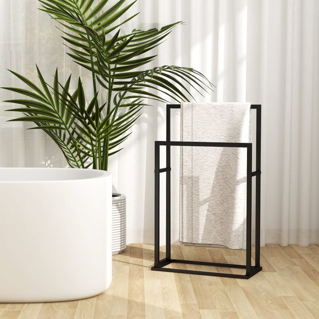 vidaXL Freestanding Towel Rack Black 48x24x78.5 cm Iron