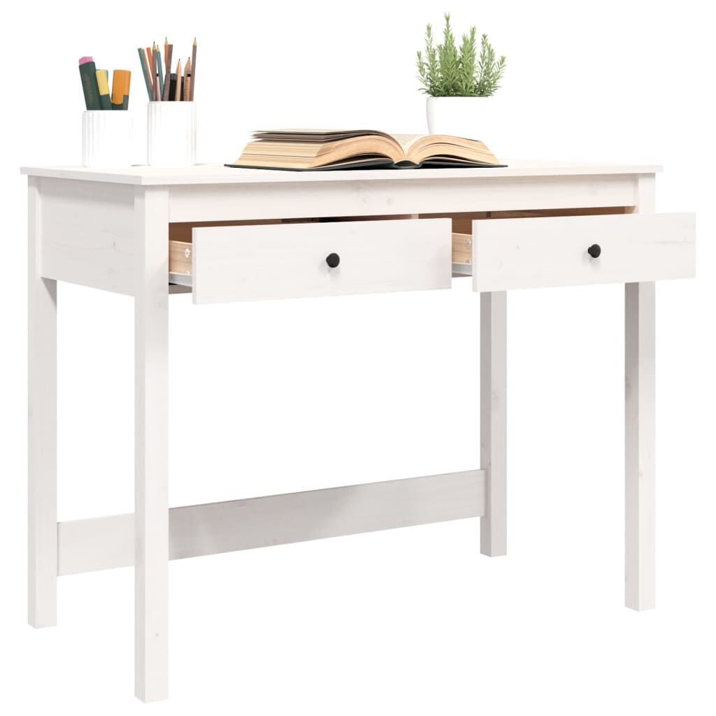 vidaXL Desk with Drawers White 100x50x78 cm Solid Wood Pine