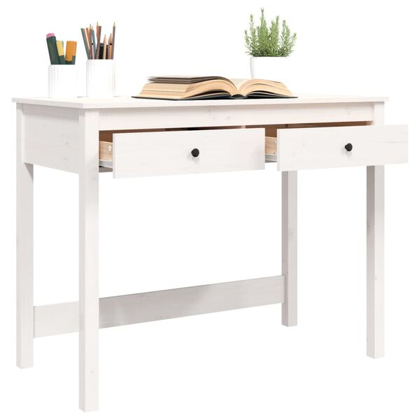 vidaXL Desk with Drawers White 100x50x78 cm Solid Wood Pine