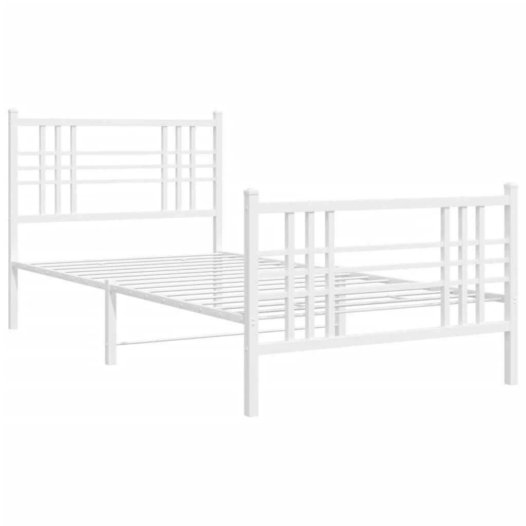 vidaXL Metal Bed Frame without Mattress with Footboard White 100x200cm