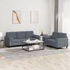 vidaXL 2 Piece Sofa Set with Pillows Dark Grey Velvet