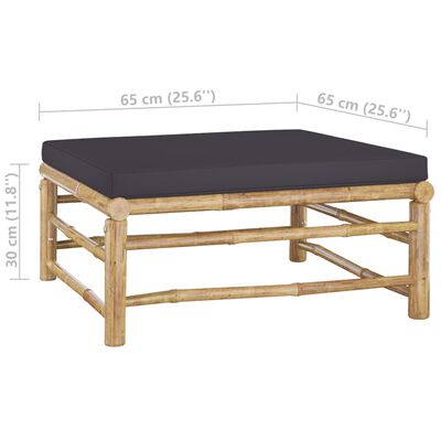 vidaXL 5 Piece Garden Lounge Set with Dark Grey Cushions Bamboo