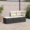 vidaXL 3 Piece Garden Sofa Set with Cushions Black Poly Rattan