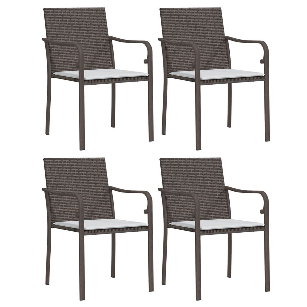 vidaXL Garden Chairs with Cushions 4 pcs Brown 56x59x84 cm Poly Rattan