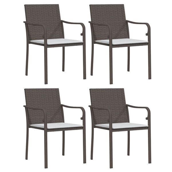 vidaXL Garden Chairs with Cushions 4 pcs Brown 56x59x84 cm Poly Rattan