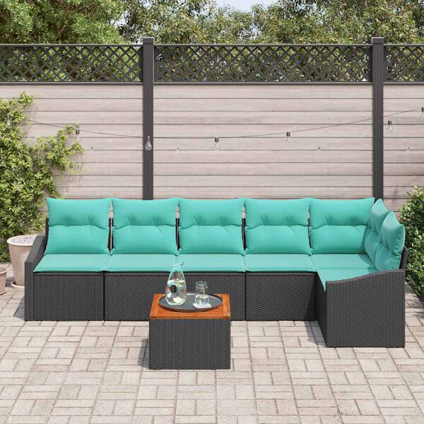 vidaXL Garden Sofa Set 7 pcs Black and turquoise