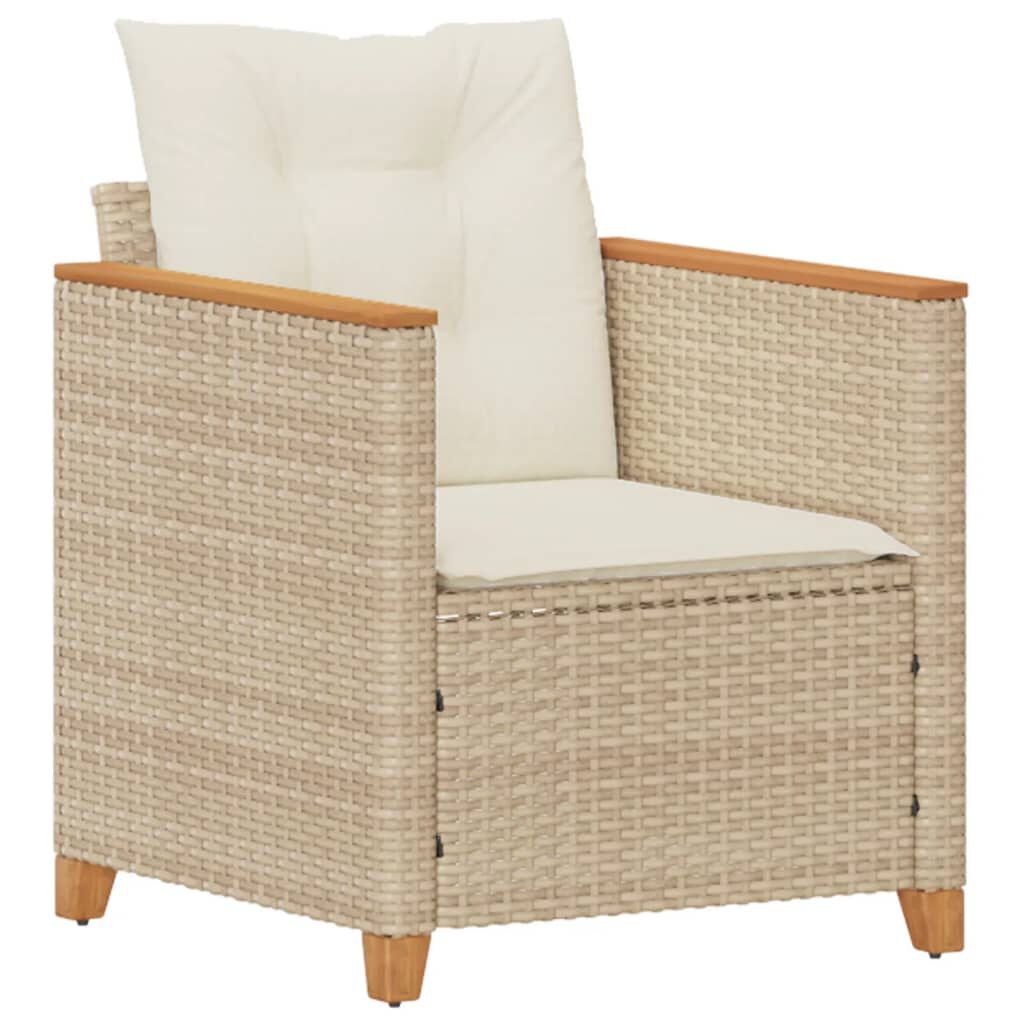 vidaXL Garden Chair with Cushions Beige Poly Rattan