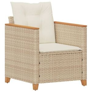 vidaXL Garden Chair with Cushions Beige Poly Rattan