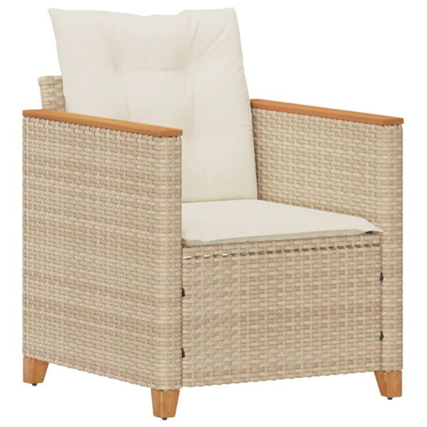 vidaXL Garden Chair with Cushions Beige Poly Rattan
