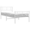 vidaXL Metal Bed Frame without Mattress with Footboard White 100x200cm