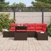 vidaXL Garden Sofa Set with Cushion with Storage 6 pcs Brown and red