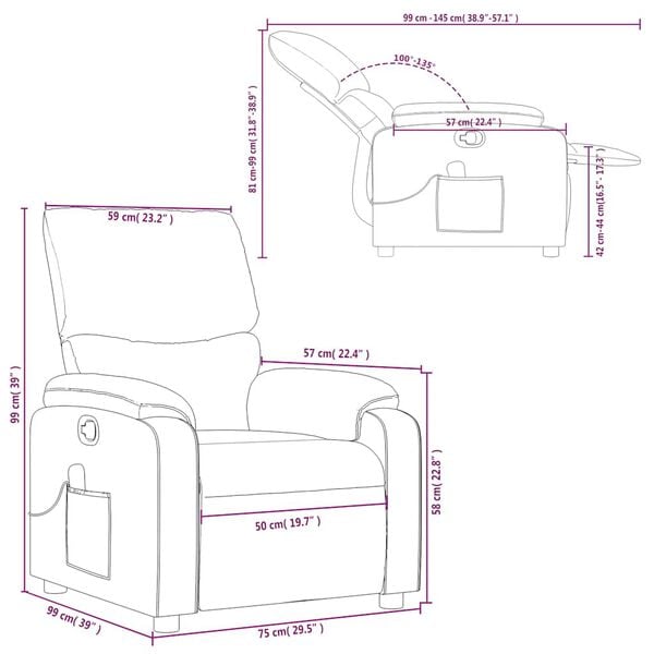 vidaXL Massage Recliner Chair Grey Faux Leather