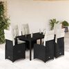 vidaXL 7 Piece Garden Bistro Set with Cushions Black Poly Rattan