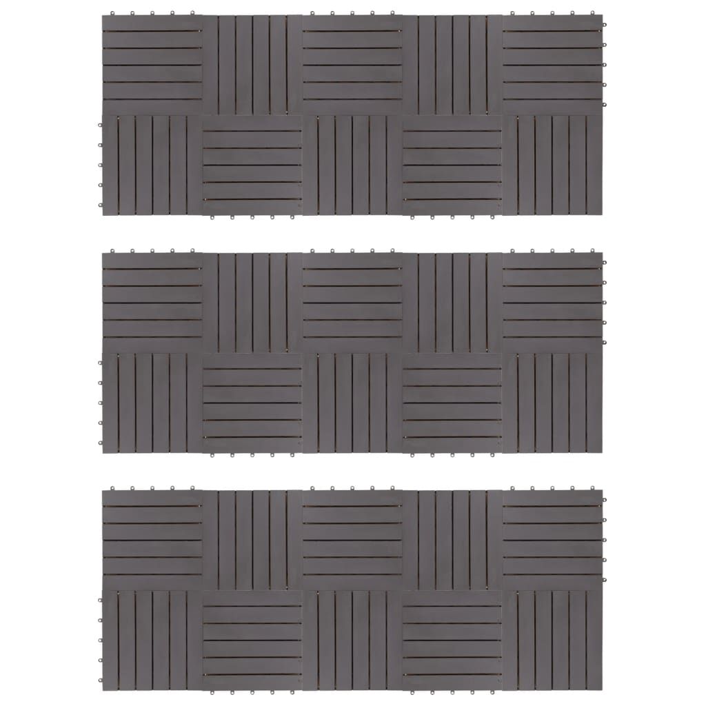 vidaXL Decking Tiles 30 pcs Grey Wash 30x30 cm Solid Acacia Wood