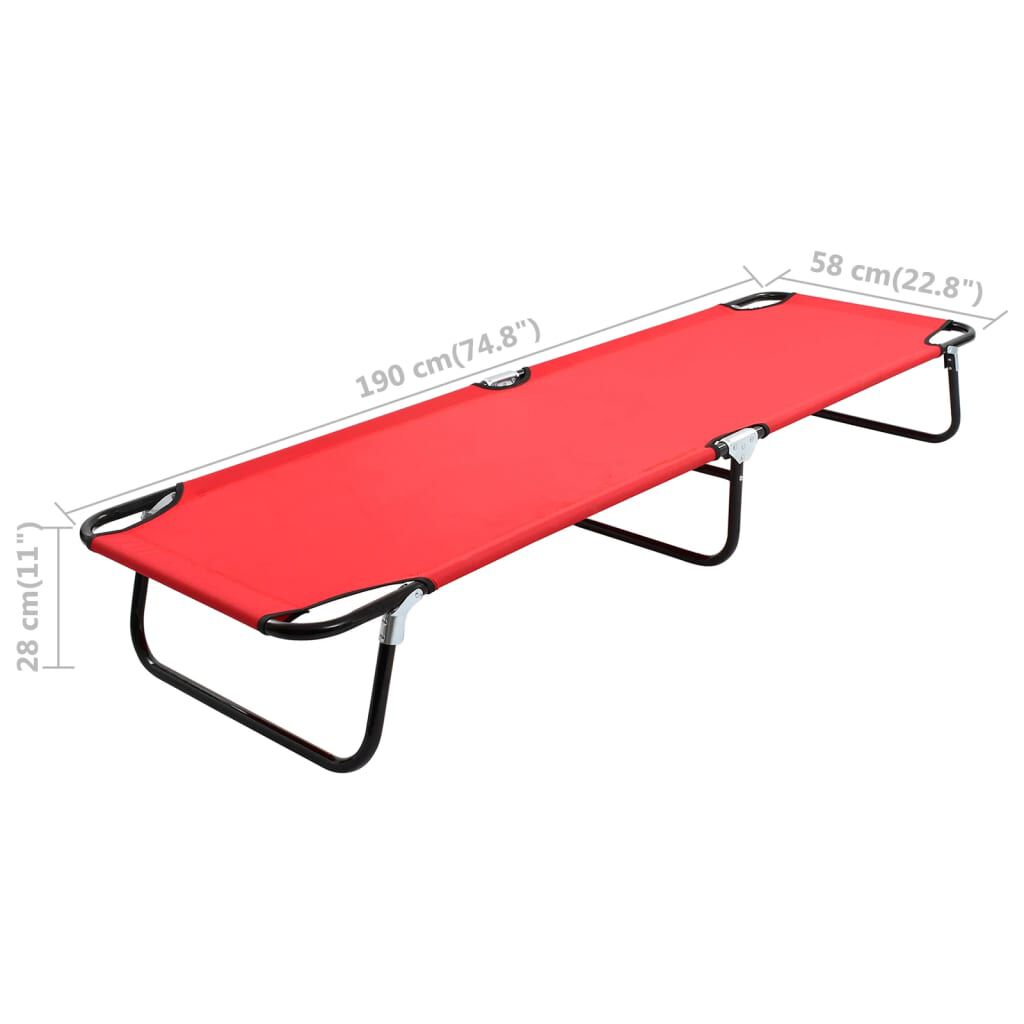 vidaXL Folding Sun Lounger Red Steel