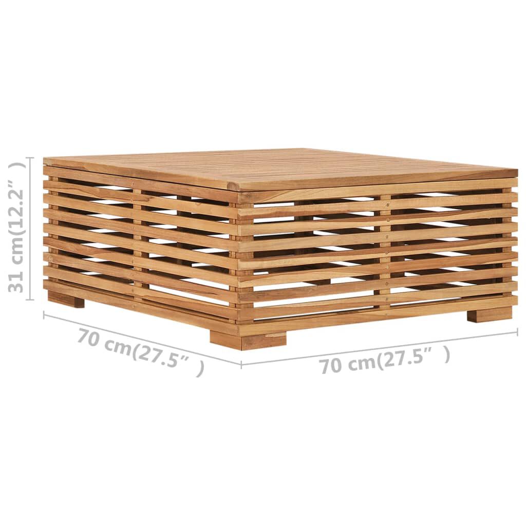 vidaXL Garden Table and Footrest Set & Cream Cushion Solid Teak Wood