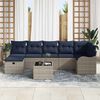 vidaXL Sofa Set with Cushion with Storage Grey and Navy Poly Rattan
