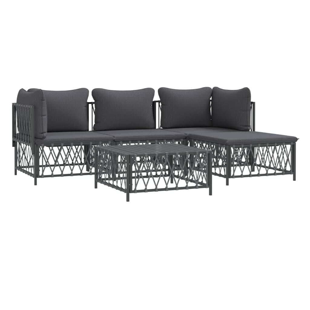 vidaXL 5 Piece Garden Lounge Set with Cushions Anthracite Steel