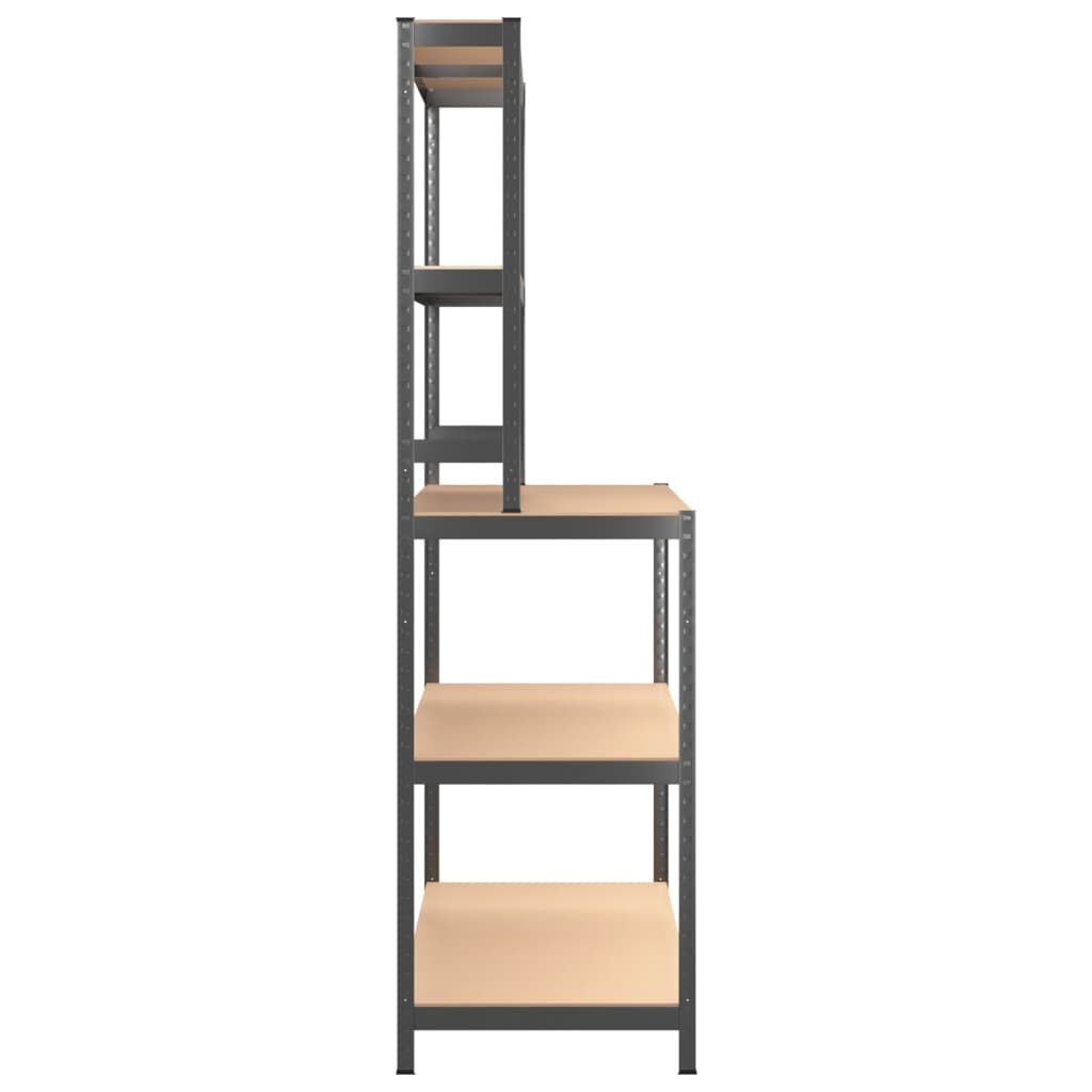 vidaXL 5-Layer Work Table with Shelves Anthracite Steel&Engineered Wood