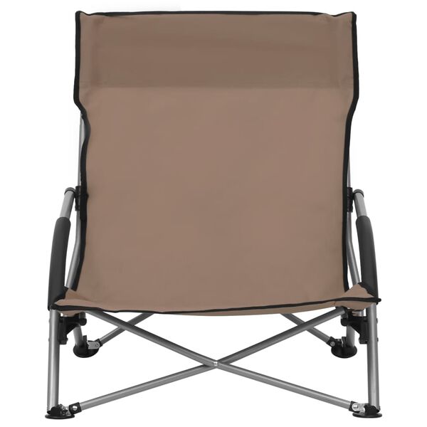vidaXL Folding Beach Chairs 2 pcs Taupe Fabric
