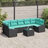 vidaXL Sofa Set with Cushion 8 pcs Black and Turquiose Poly Rattan