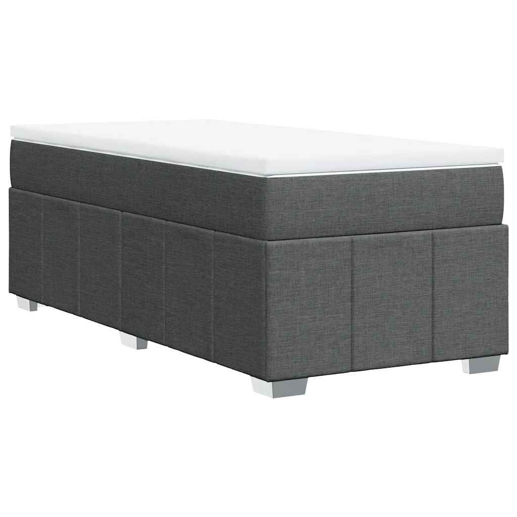 vidaXL Box Spring Bed with Mattress Dark Grey Twin XL Fabric