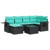 vidaXL 6 Piece Garden Sofa Set with Cushions Black Poly Rattan