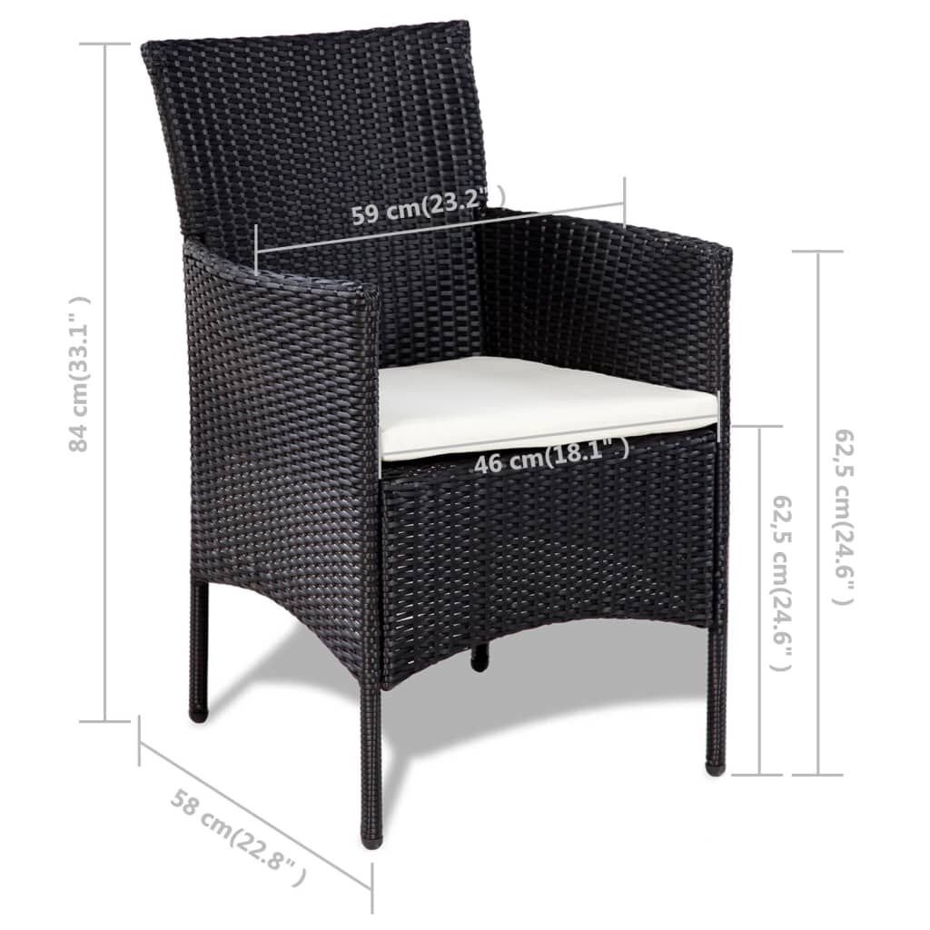 vidaXL Garden Sofa Set 7 Pieces Poly Rattan Black and Cream White