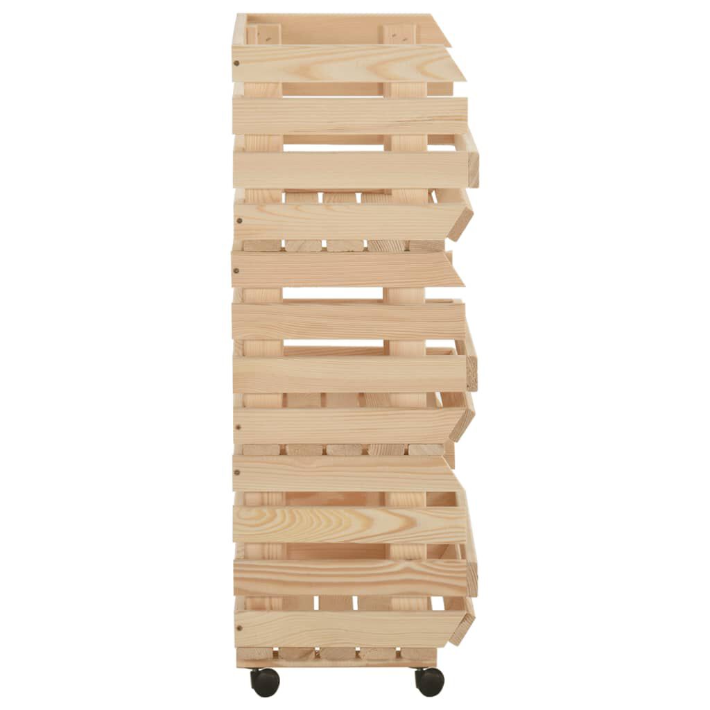 vidaXL Vegetable Trolley 37x30x80 cm Solid Pinewood