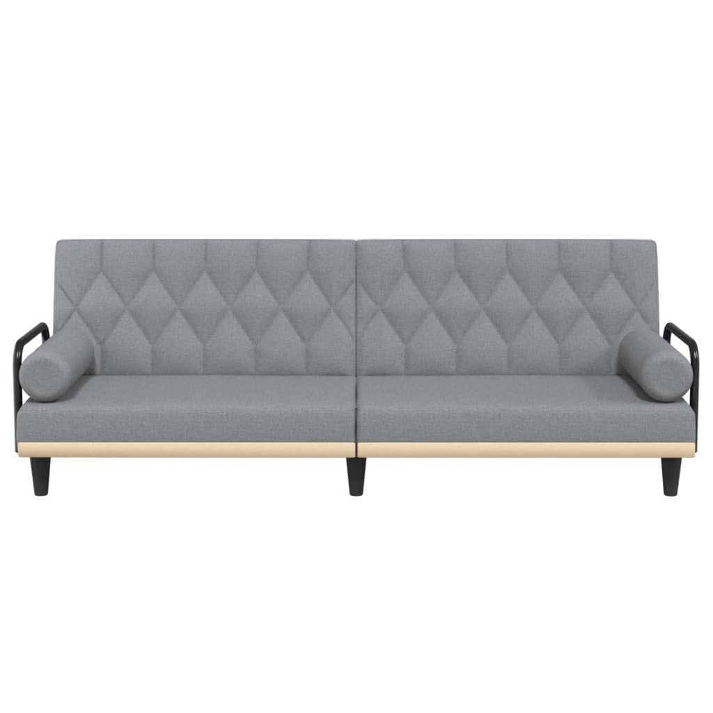 vidaXL Sofa Bed with Armrests Light Grey Fabric