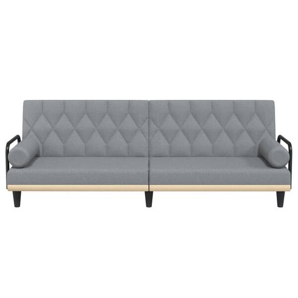 vidaXL Sofa Bed with Armrests Light Grey Fabric