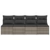 vidaXL Garden Sofa with Cushions 4-Seater Grey Poly Rattan